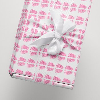 Baby Shower Glitter Girl Pink Rose White Feet Wrapping Paper by luxury_luxury at Zazzle