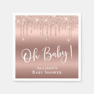 Baby Shower Glitter Rose Gold Personalized Napkins