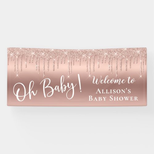Baby Shower Glitter Rose Gold Welcome Banner