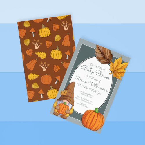 BABY SHOWER  Gnome Autumn Fall Invitation