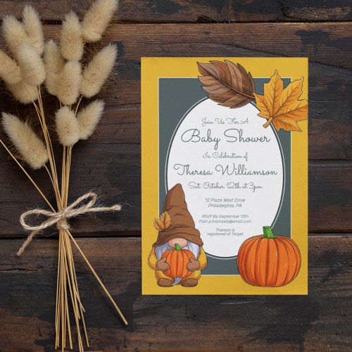 BABY SHOWER  Gnome Autumn Fall Invitation