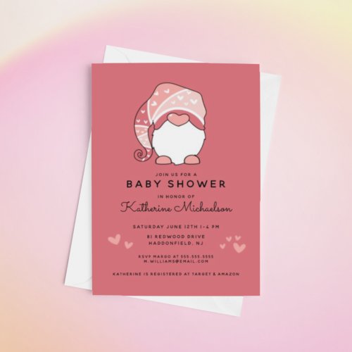 BABY SHOWER  Gnome  Hearts Invitation