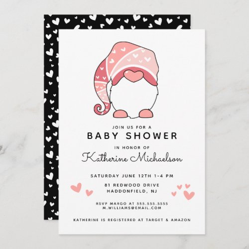 BABY SHOWER  Gnome  Hearts Invitation