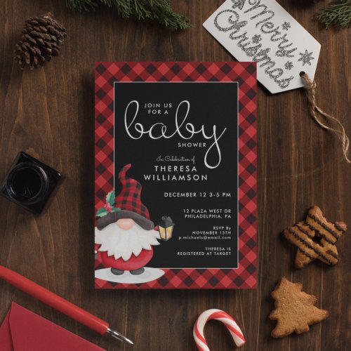 BABY SHOWER  Gnome Holiday Invitation