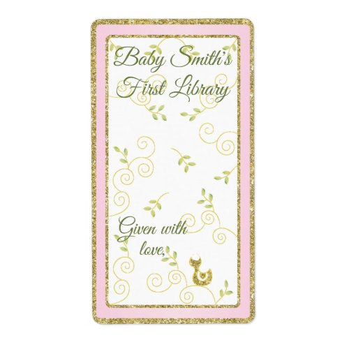 Baby Shower Gold Bird Bookplate Sheet of 8Pink