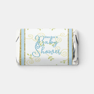 Baby Shower Gold Birds Blue Hershey's Miniatures