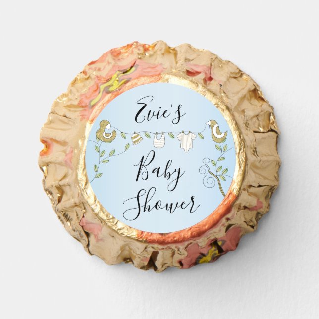 Baby Shower Gold Birds Blue Reese's Peanut Butter Cups (Front)