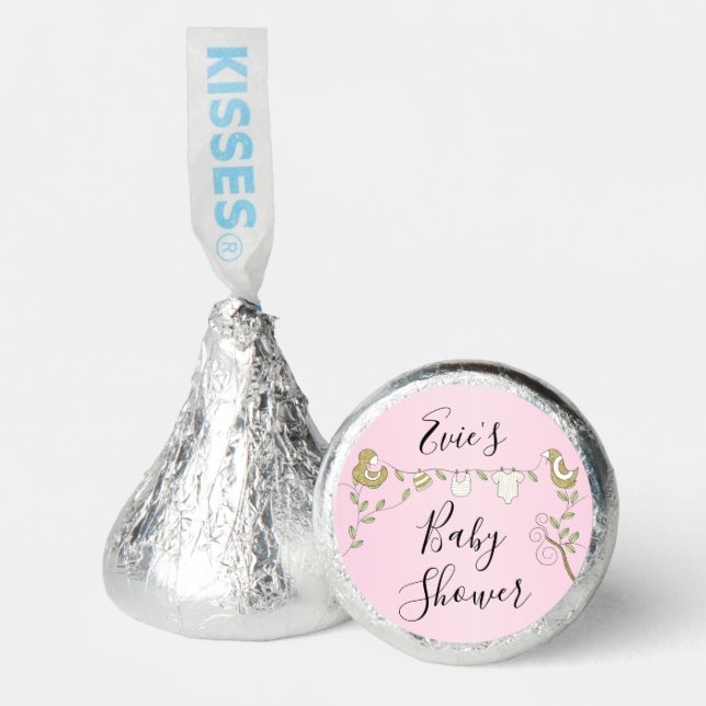 Baby Shower Gold Birds Pink Hershey®'s Kisses® (Front)