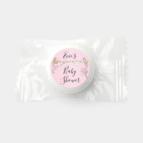 Baby Shower Gold Birds Pink Life Saver Mints