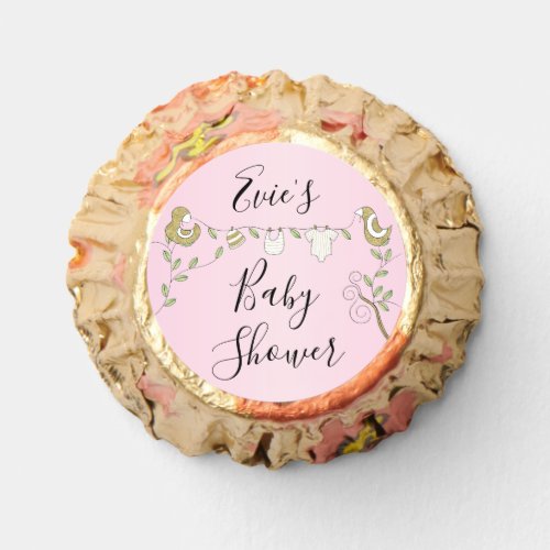 Baby Shower Gold Birds Pink Reeses Peanut Butter Cups