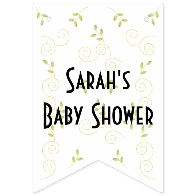 Baby Shower "Gold Birds," Swallowtail Banner (First Flag)