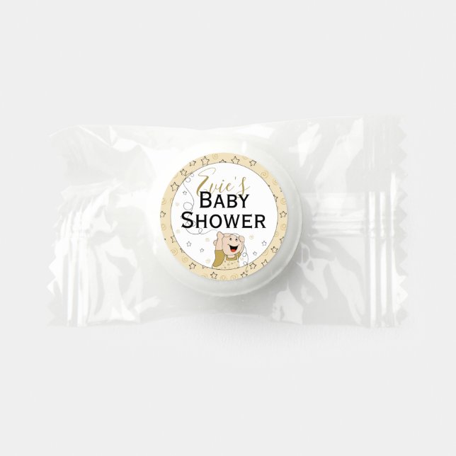 Baby Shower Gold Black Stars Baby Life Saver® Mints (Front)