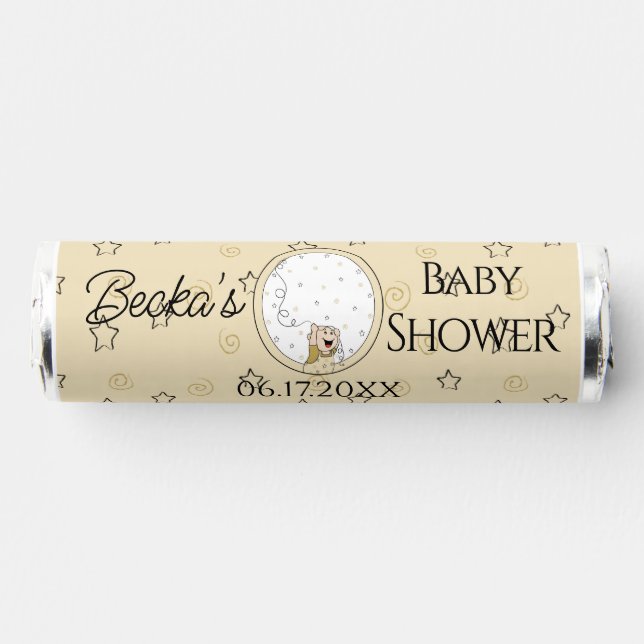 Baby Shower Gold Black Stars Breath Savers® Mints (Front)