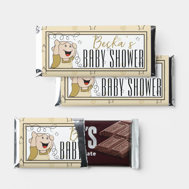 Baby Shower Gold Black Stars Hershey Bar Favors (Front)