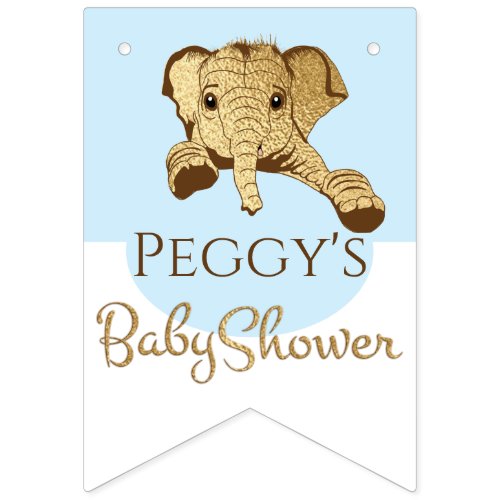 Baby Shower GoldBlue Elephant Swallowtail Banner