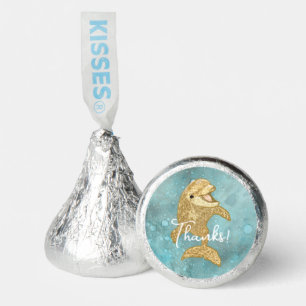 Baby Shower, Gold Dolphins Labels Hershey®'s Kisses®