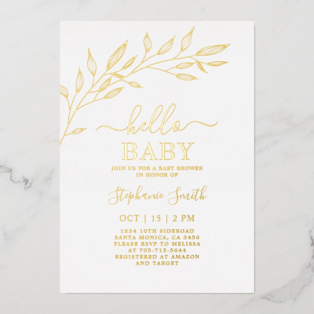 Baby Shower Gold Foil Invitation (Front)