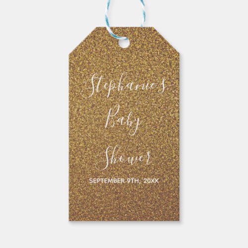 Baby Shower Gold Glitter Custom Name Cute 2021 Gift Tags