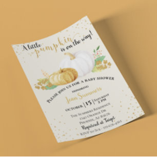 Baby Shower Gold Glitter White Pumpkin Fall Autumn