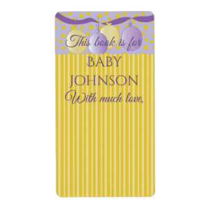Baby Shower "Gold/Lavender" Bookplate Sheet of 8