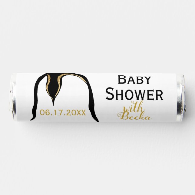 Baby Shower Gold Penguin Baby and Mommy Breath Savers® Mints (Front)