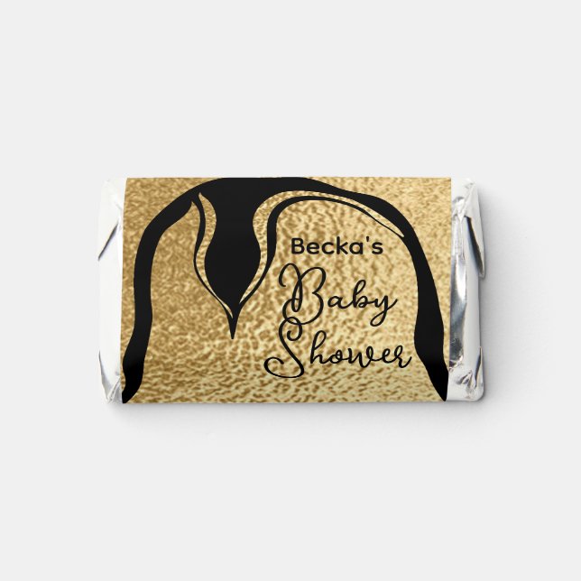 Baby Shower Gold Penguin Baby and Mommy Hershey's Miniatures (Front)