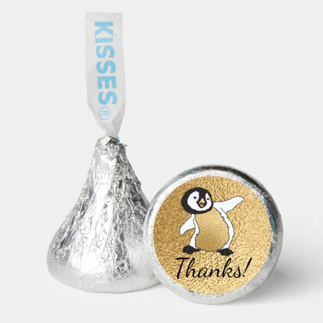 Baby Shower Gold Penguin Baby & Mommy Hershey®'s Kisses® (Front)
