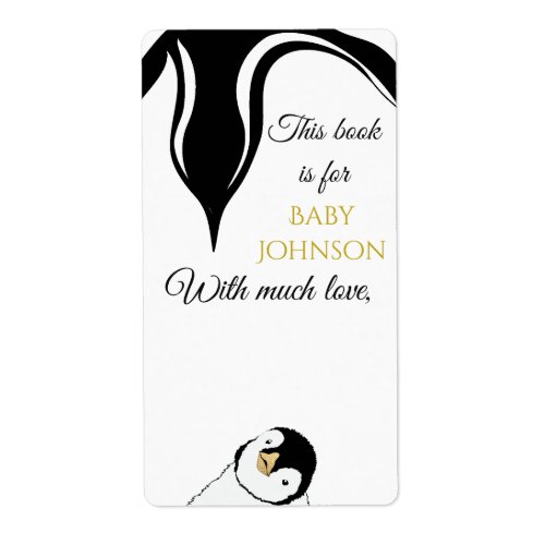 Baby Shower Gold Penguin Bookplate Sheet of 8