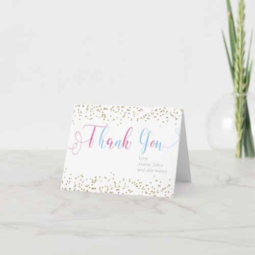 Baby Shower Gold Pink Blue Boy Girl Thank You