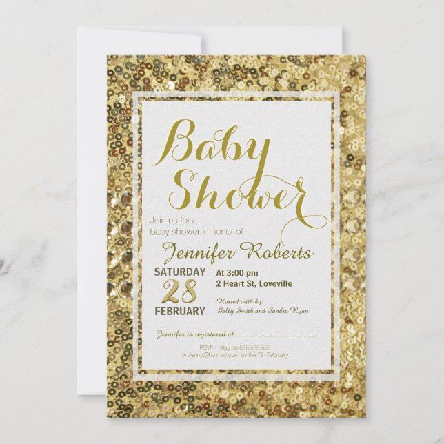 Baby Shower | Gold Sequins Invitation (Front)