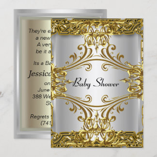 Baby Shower Gold Silver Neutral Invitation