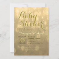 Baby Shower | Golden Bokeh Lights Invitation