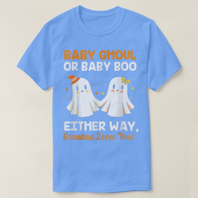 Baby Shower Grandma Halloween Gender Reveal Booy O T-Shirt (Design Front)