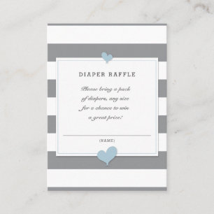 Baby Shower Gray Stripe Enclosure Diaper Raffle Business Card