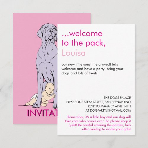 baby shower great dane Minimal Drawing  Invitation