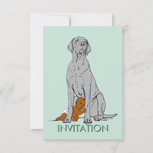 baby shower great dane Minimal Drawing  Invitation