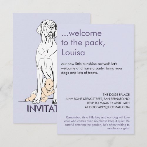 baby shower great dane Minimal Drawing RSVP Card