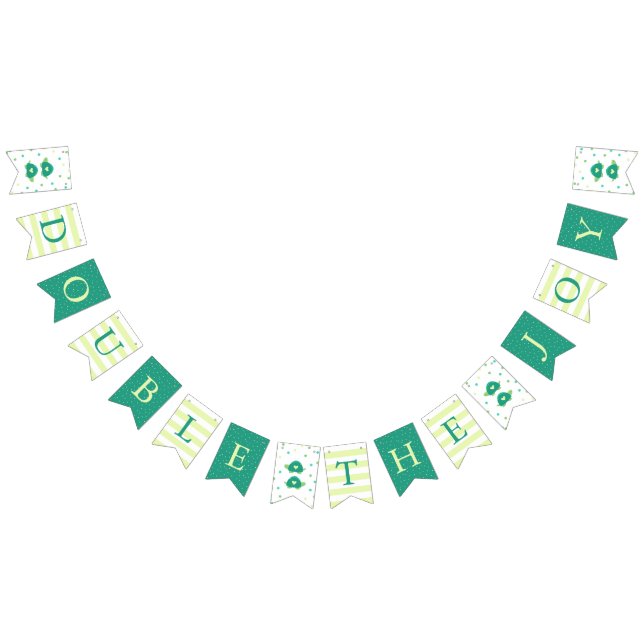 Baby Shower Green Twin Turtles Double the Joy Bunting Flags (All)
