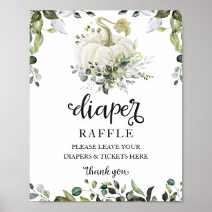 Baby Shower Greenery Diaper Raffle Game Sign