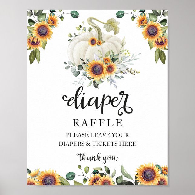 Baby Shower Greenery Diaper Raffle Game Sign (Front)