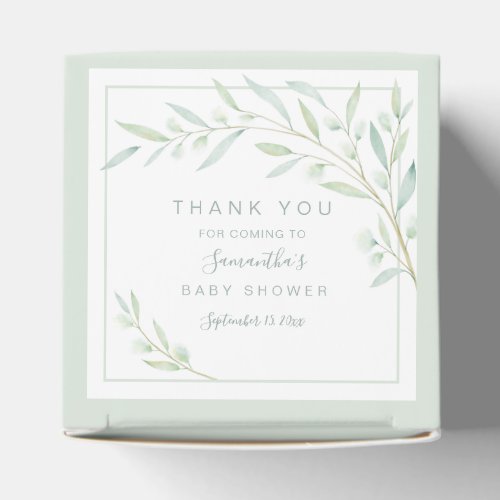 Baby Shower Greenery Elegant Watercolor Foliage Favor Boxes