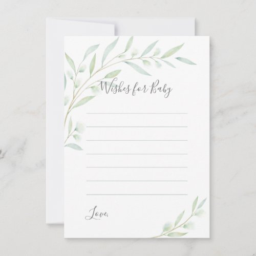 Baby Shower Greenery Elegant Watercolor Wishes Advice Card