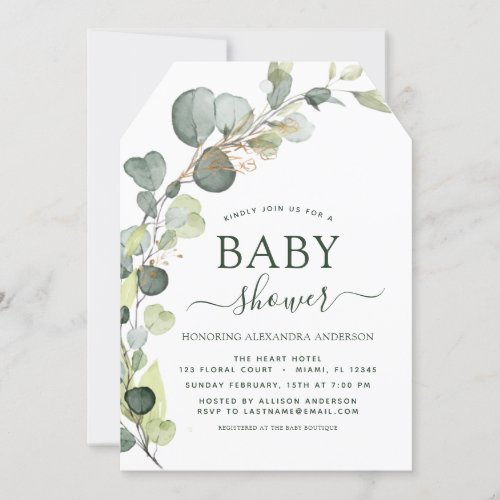 Baby Shower Greenery Eucalyptus Botanical Elegant Invitation