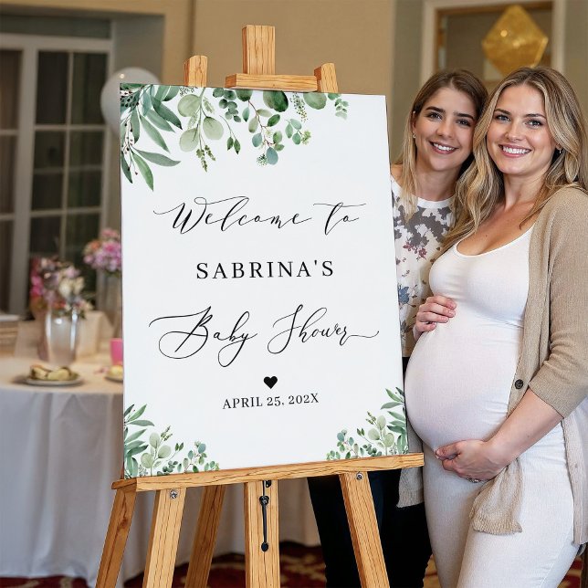 Baby Shower Greenery Eucalyptus Leaves Welcome Foam Board (Creator Uploaded)
