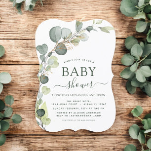 Baby Shower Greenery Eucalyptus Succulent Elegant Invitation