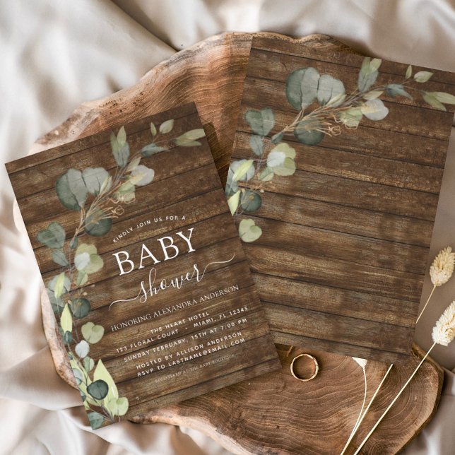 Baby Shower Greenery Eucalyptus Succulent Rustic Invitation (Creator Uploaded)