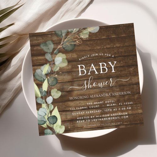 Botanical Terracotta Rustic baby shower invitation