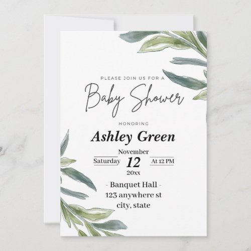 baby shower greenery invitation 