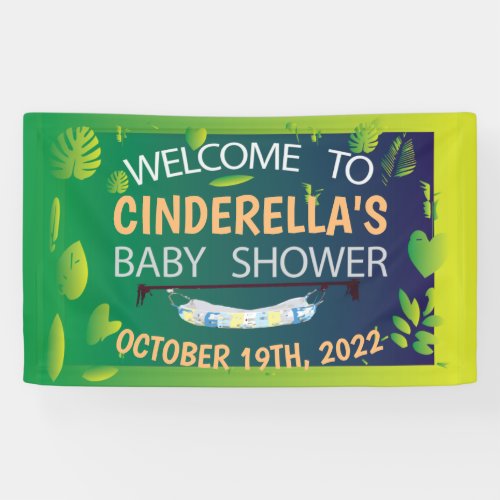 Baby Shower Greenery Leaves Welcome Banner
