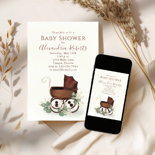 Baby Shower Greenery Watercolor Modern Eucalyptus Invitation